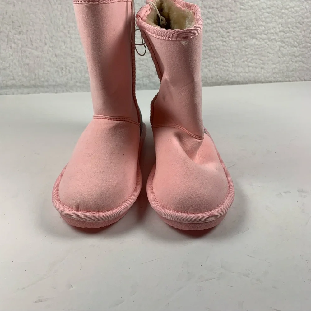 Harper Canyon Girls Pink Silver Pull On Faux Fur Lined Boots 13 M New Scuff 7143